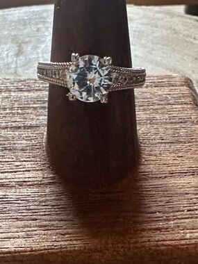 Classic 925 Silver Plated Solitaire CZ Engagement Ring